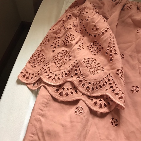 Madewell Pink Eyelet Off The Shoulder Dress Size 10 - Picture 6 of 8